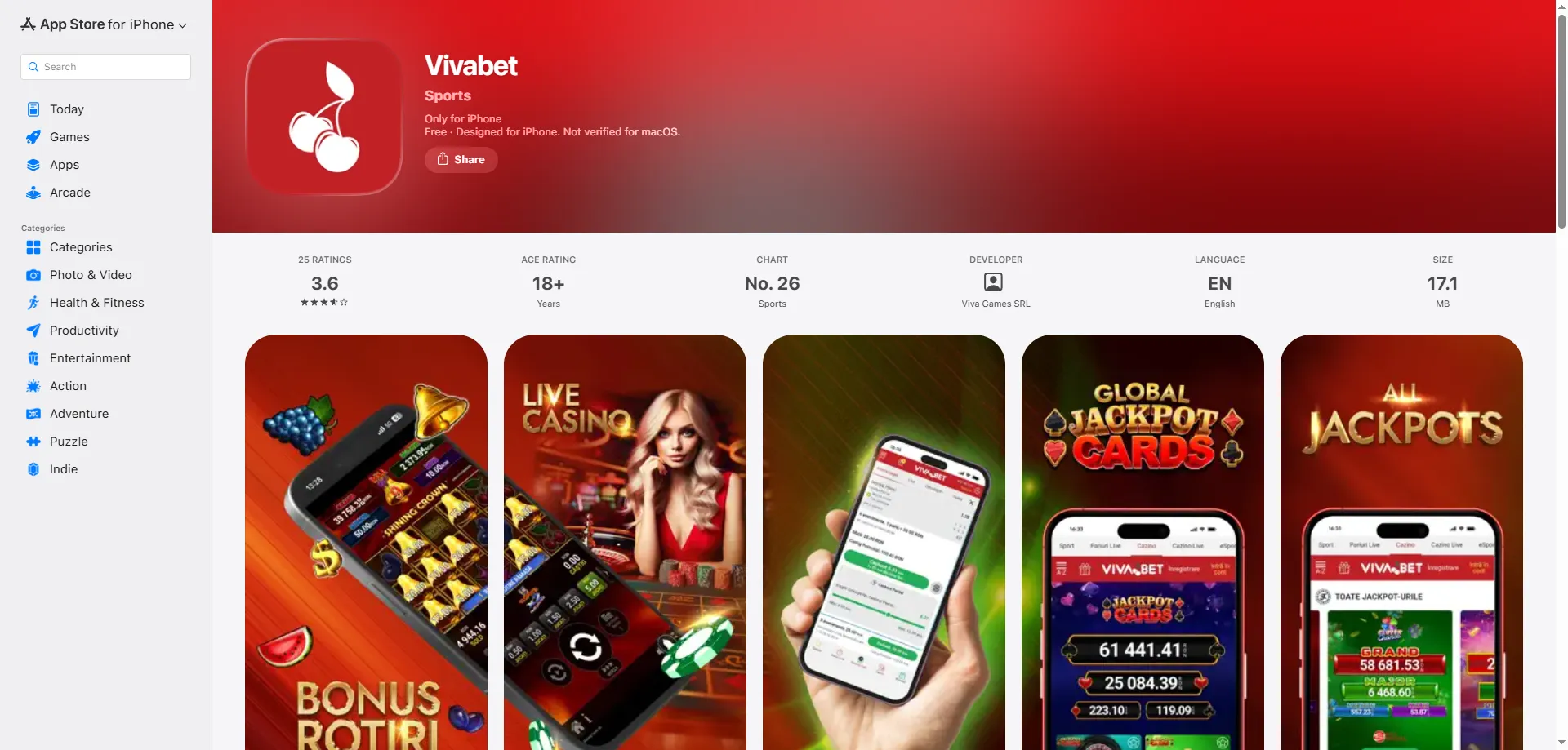 App móvil de VIVABET Casino para iOS y Android — juega desde cualquier lugar